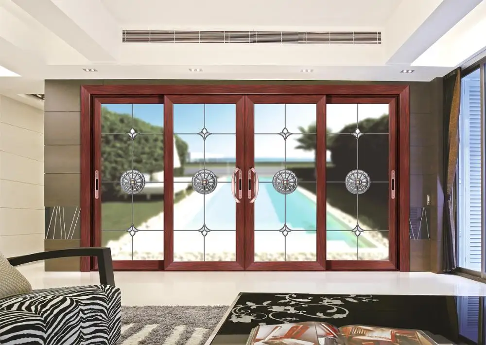 Алюминий художественный главной двери и резьба по дереву, дизайн