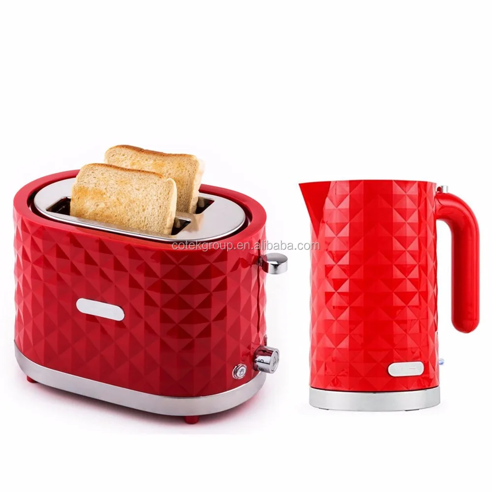 
Diamond red breakfast electric kettle toaster set 