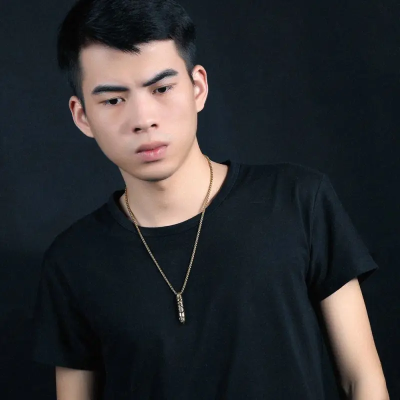 Wholesale Custom Men Stainless Steel Skull Penis Pendant Necklace