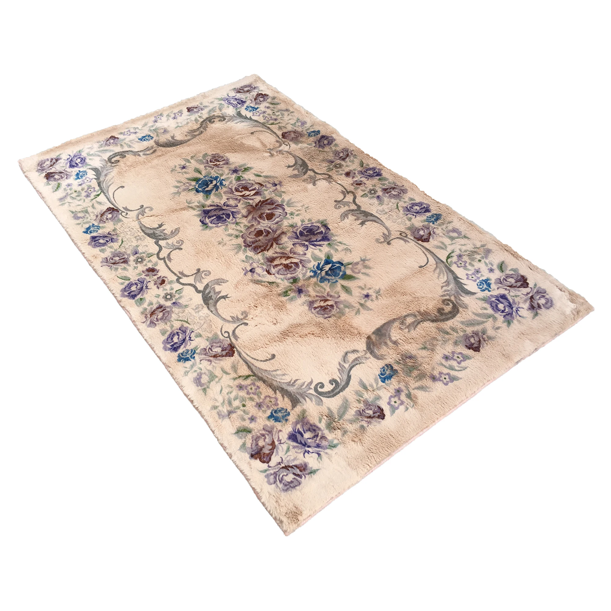 New arrival Home Decor Angora rabbit hair like faux fur printed canvas backing area large rugs for living room