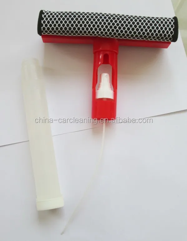 3 in 1 spray window squeegee with sponge and rubber, window cleaner, glass window cleaning wiper