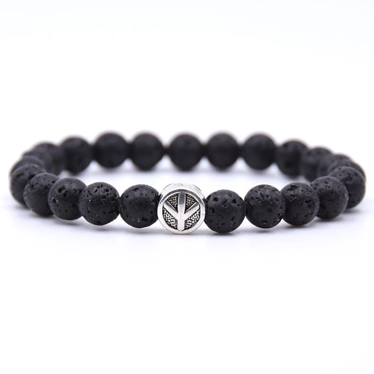 Знак мира браслет классический натуральный камень из бисера браслеты из нержавеющей стали для мужчин женщин лучший друг 2019 Шарм подарок (KB8043)