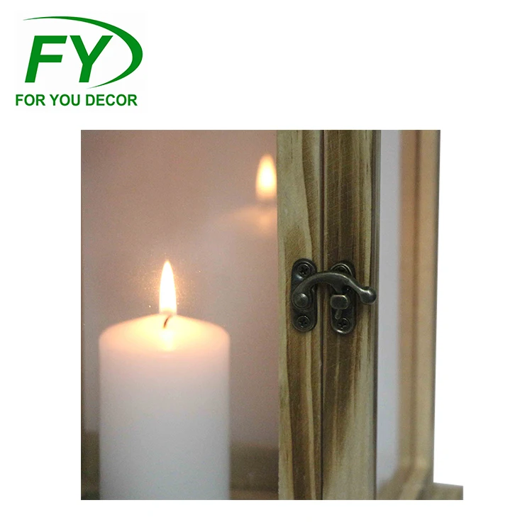 
Home Decoration Retro Wooden Candle Holder Lantern Candlestick 