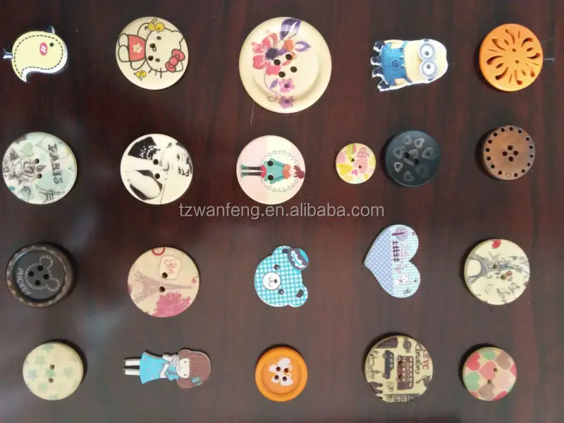 2017custom laser engraved toy wooden buttons w/2or 4 holes clothes button in bulk factory