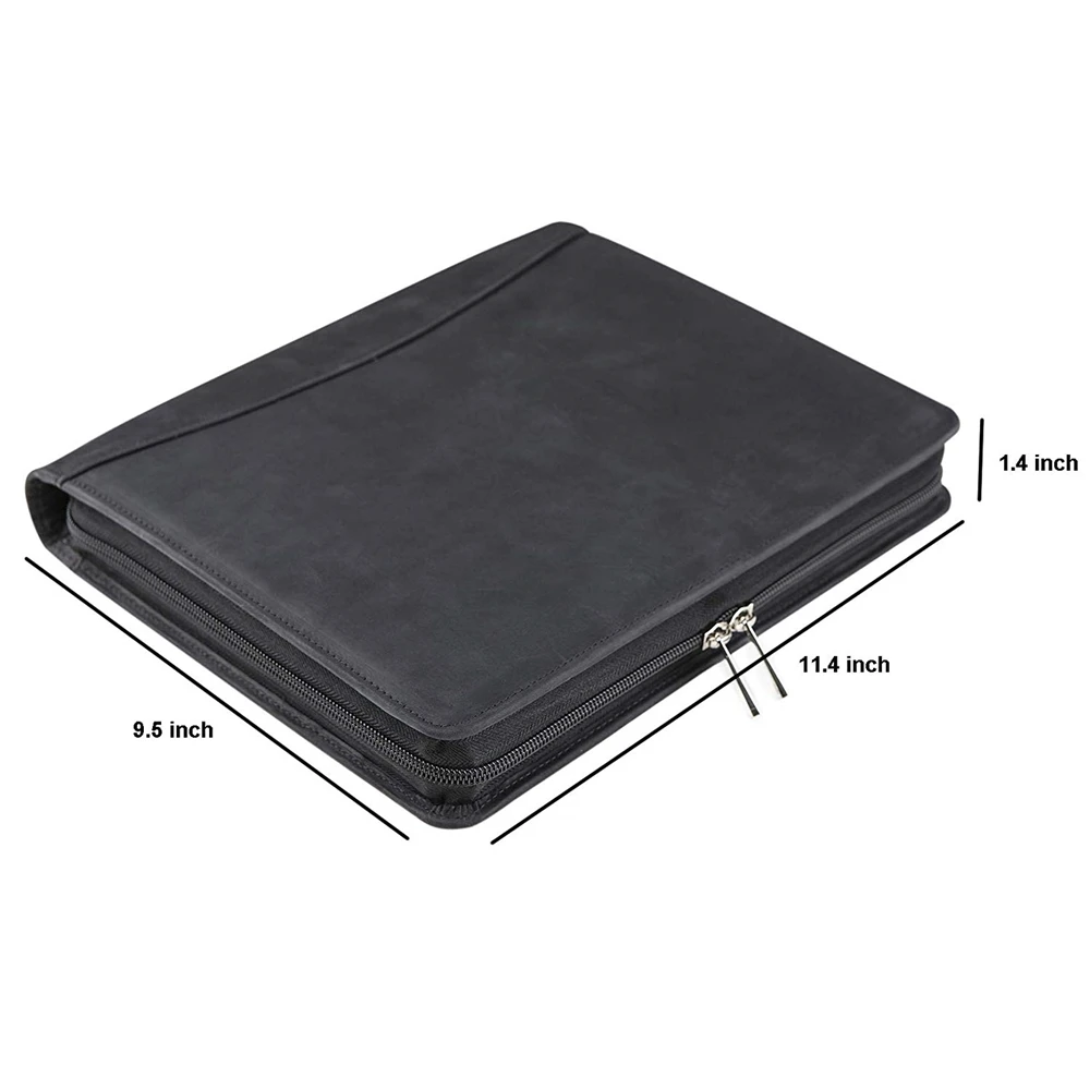 
Black Business Customized Portfolio PU Leather Ring Binder File A4 