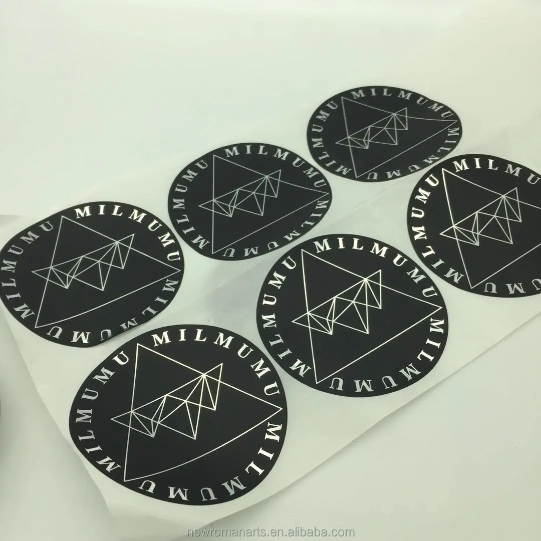 Die Cutting Round Circle Shape Black Matt Paper Gold Silver Foil Custom Stickers Printing