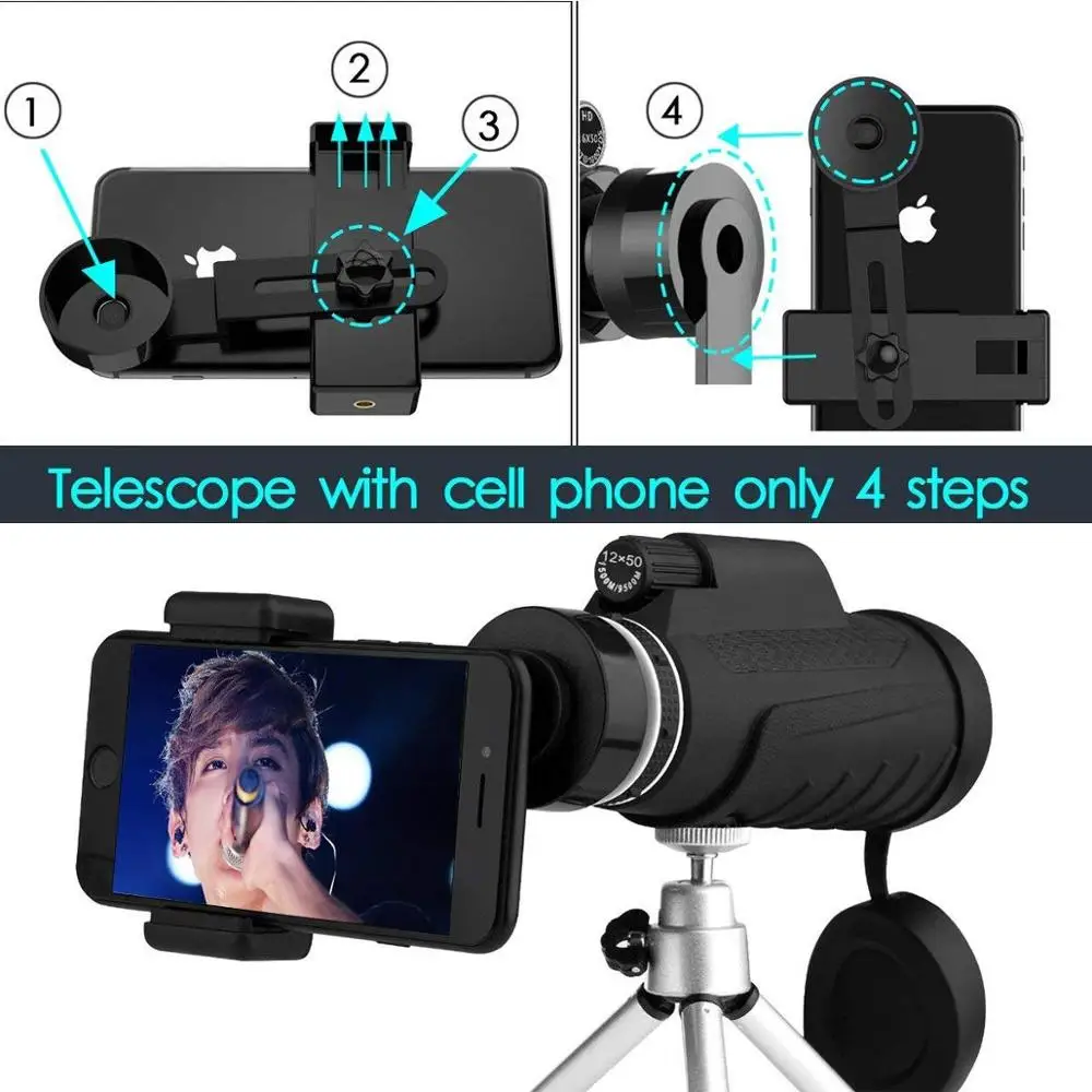 SUNCORE Monocular 40X60 Pocket Telescope Dual Focus Prism Multi-Coated Lens Fit Adults Kids Hiking, Hunting, Camping, Birding