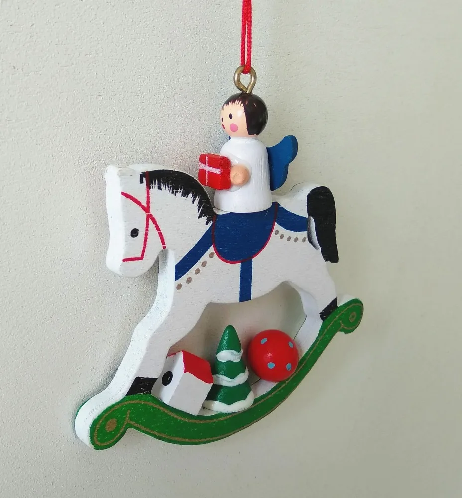 Wooden horse hanging Christmas tree ornaments Christmas decorations