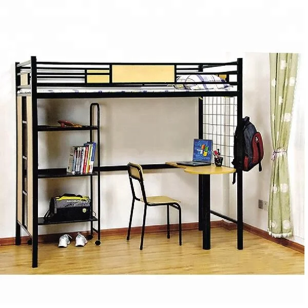 Modern bunk bed with study table and bookshelf dormitory student bunk bed (BD-10)