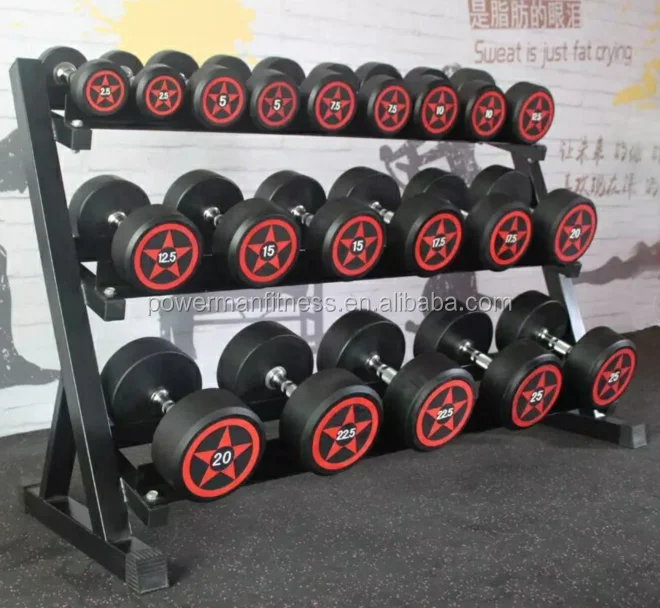 Rizhao Powerman Fitness Round Rubber Dumbbell