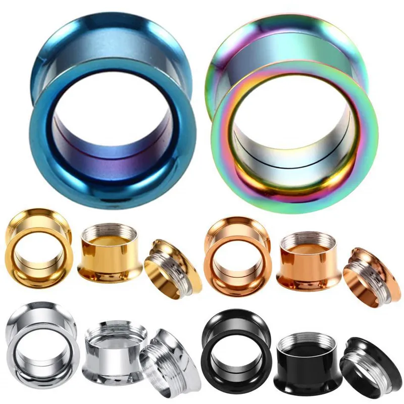 
stainless steel double UV ear Piercing Gauges Flesh Tunnel 