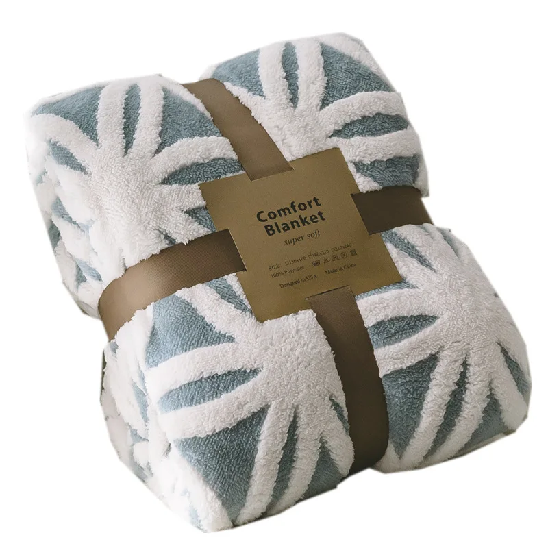 
Yutong Double Side Warm Thick Sherpa Throw Blanket Plush Jacquard Snowflake Pattern Soft Thick Blanket For Couch Sofa Bed 