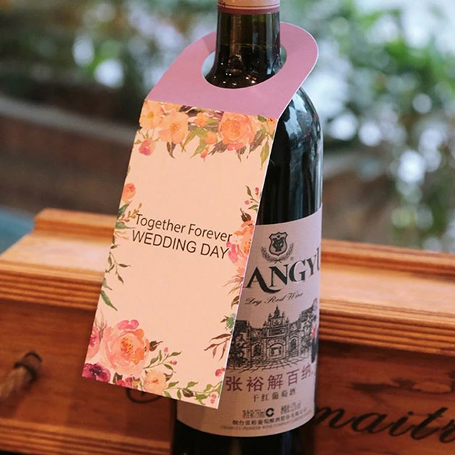custom design printing paper bottle neck hang tag for wine bottleneck