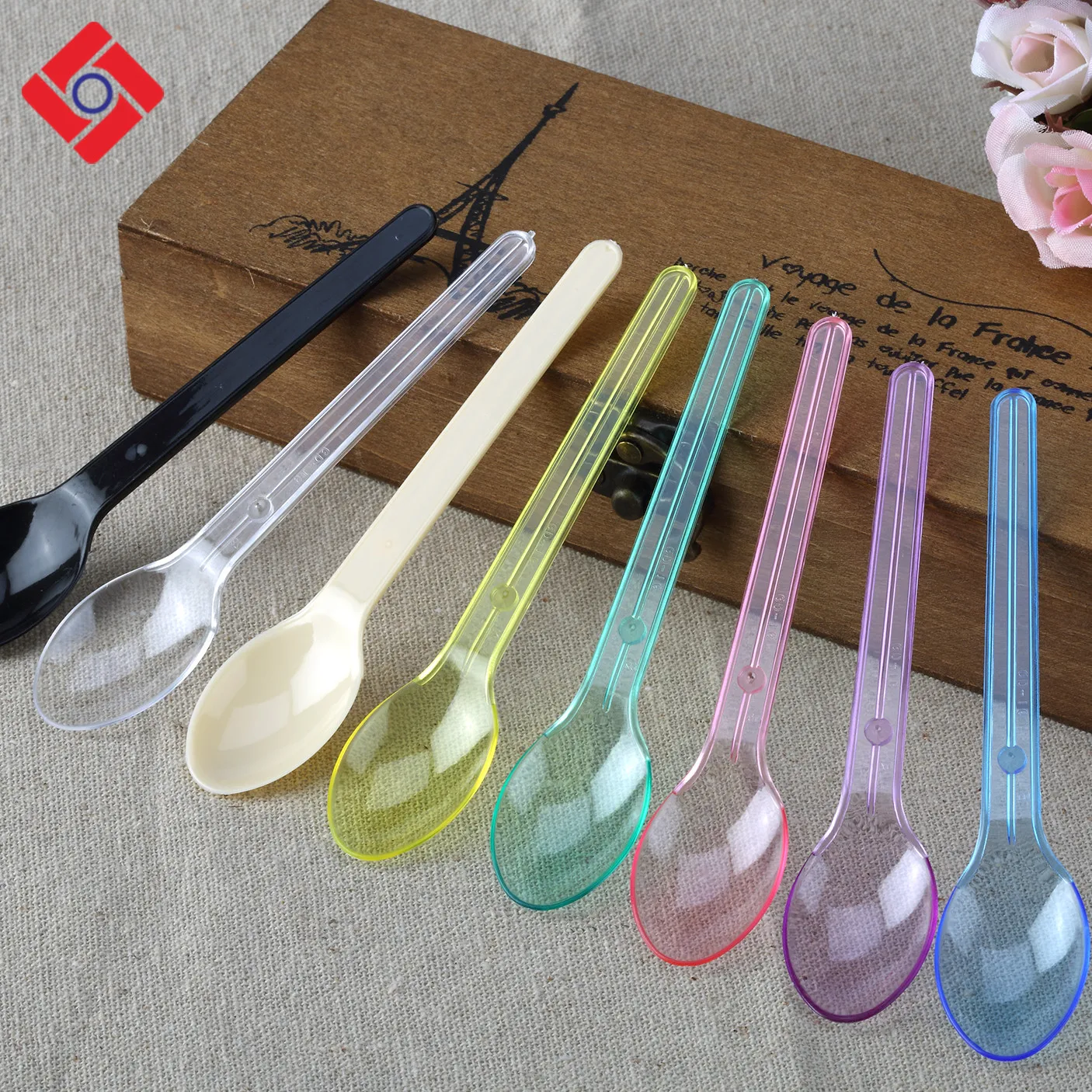 Low Price Disposable Multi-Color Tiny Frozen Plastic Dessert Yogurt Spoon For Ice Cream