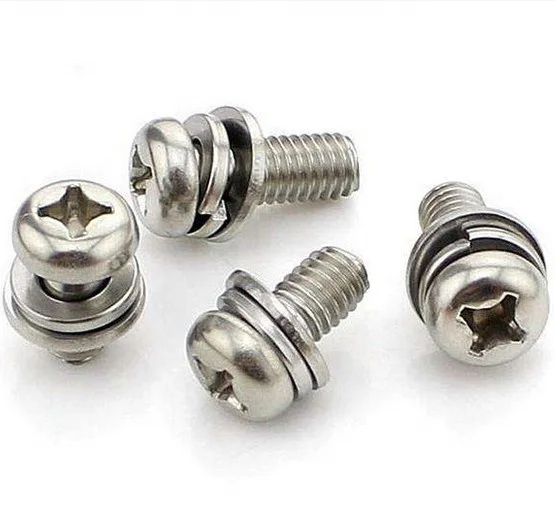 Pan Head Carbon Steel Combination Screws GB/T9074.4-1988 With Spring Lock Washer