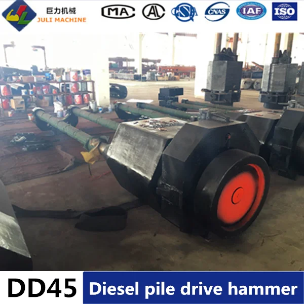 Used K25, K35, K45 pile drive hammer / Juli DD45 diesel pile hammer mounted to crane, excavator for Philippines, Indonesia