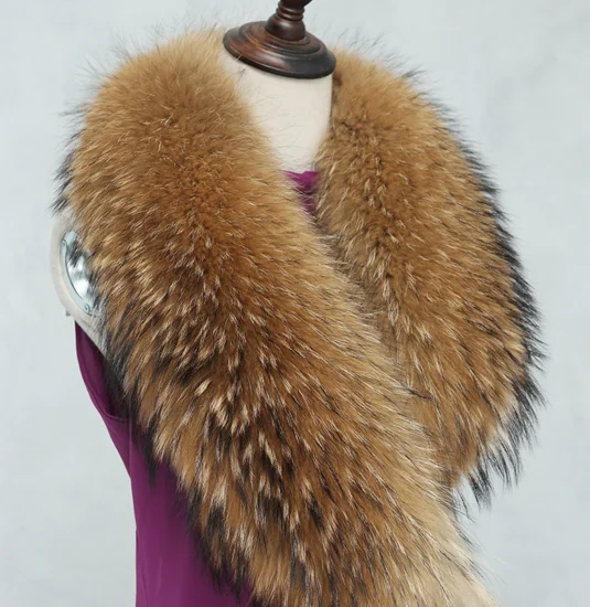 Factory Price Fur Trimming/Real Racoon Fur Natural Raccoon Large Fur Collar