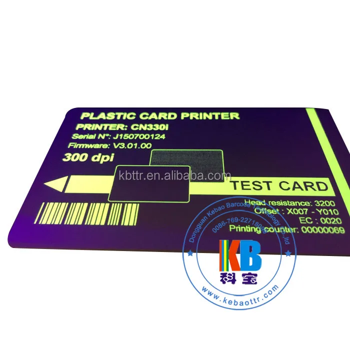 Plastic PVC ID card printer Green Resin ribbon invisible zebra p330i UV ID card color ribbon