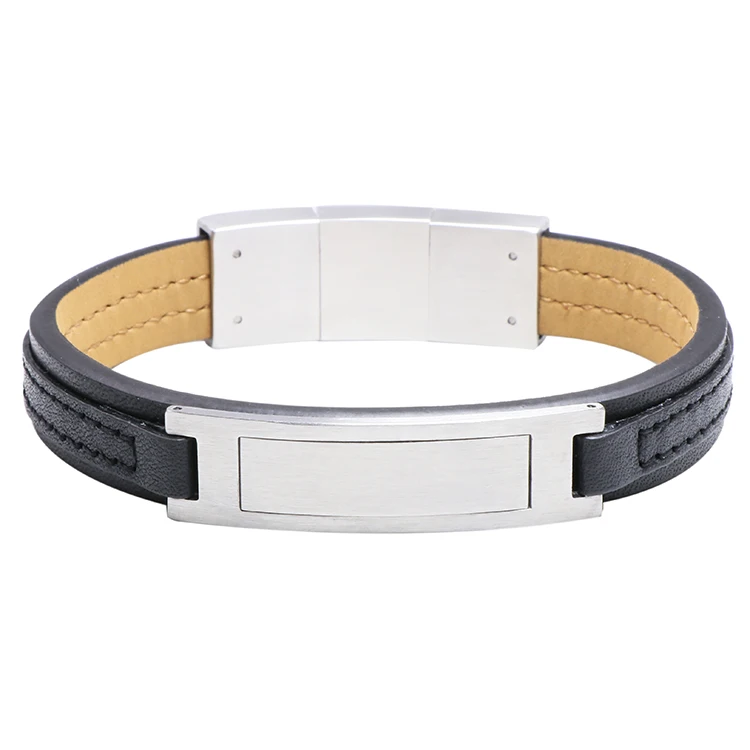 Luxury Accessory Magnetic Clasp Genuine Leather Bracelet  Mens Jewelry