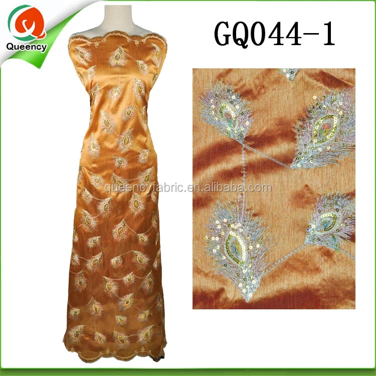 GQ045 Queency Custom Sequins Design African Traditional Fabric Cotton George and Blouse Textiles from India