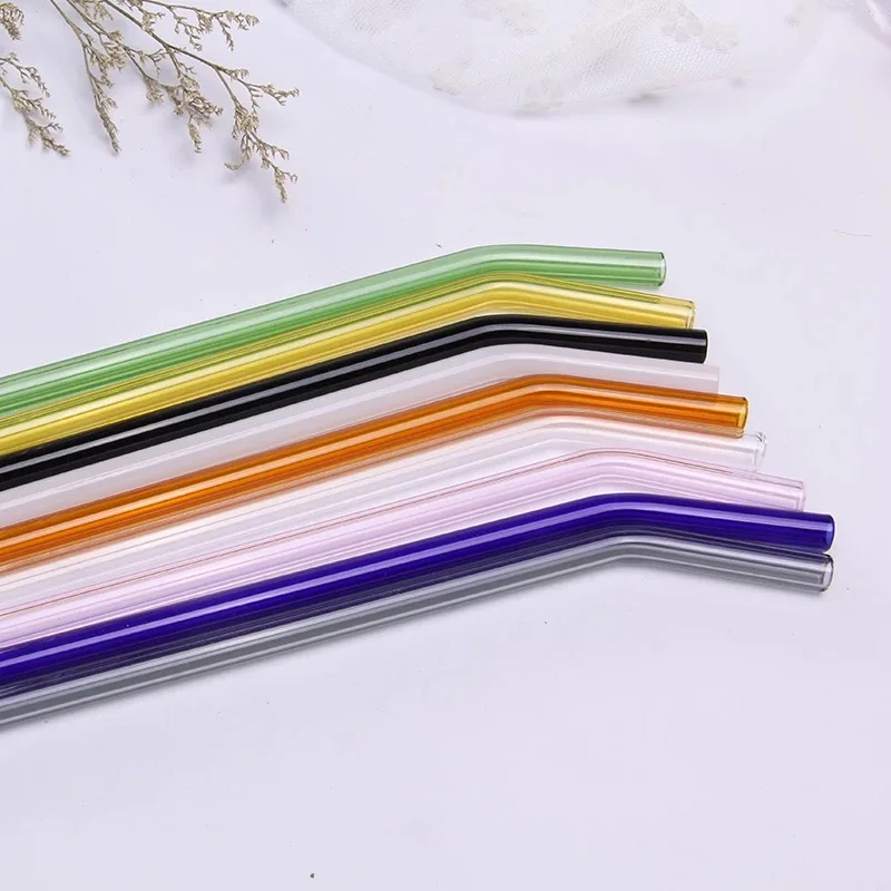 
2021 Hot Sale Custom Logo Wholesale Eco Friendly Reusable Bubble Tea Glass Drinking Straw Set For Kid 