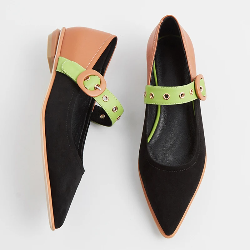 WETKISS New Arrival High Quality Leather Flat Shoes Suede Upper Women Flat Shoes Lady Footwear Flat Mary Jane Shoes Wholesale
