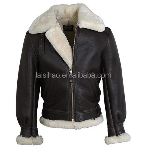 Classic B-3 Sheepskin Leather Bomber Jacket Jacket For Man
