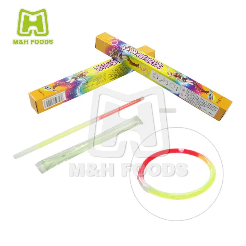 Colorful Fluorescent Ring with Long Shaped Fruity Jelly Candy
