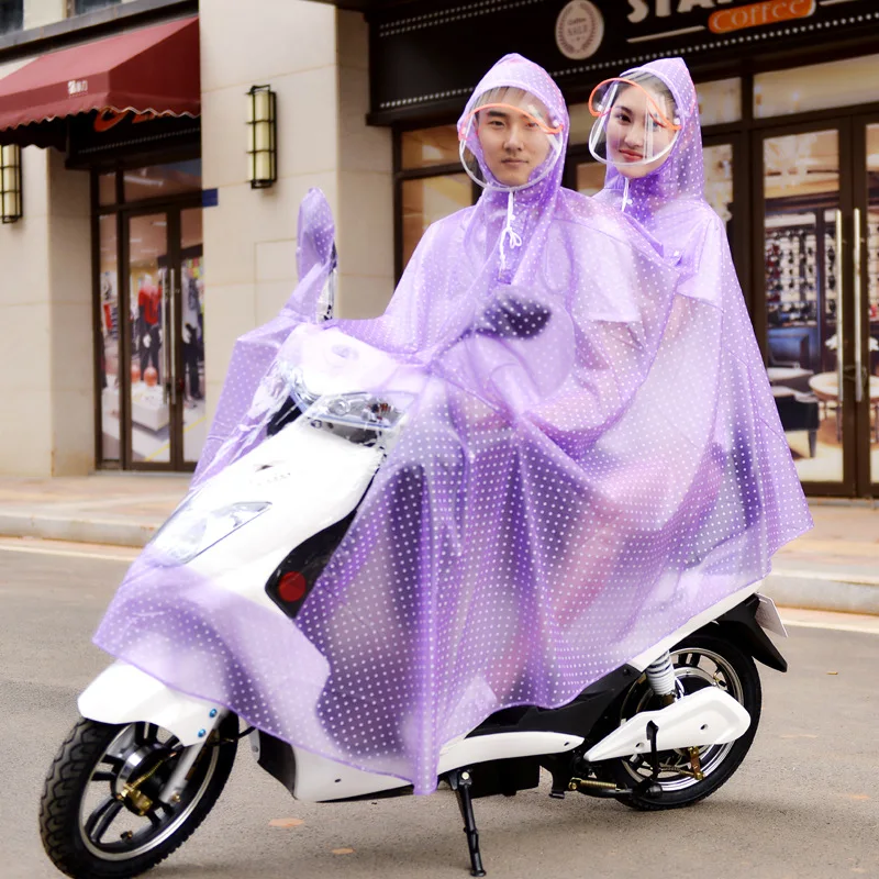 New fashion thick 2 persons riding motorcycle raincoat ponchos electric car motor battery car pvc raincoat