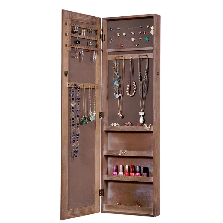 
Fashion wall mount hanging type jewelry organizer cabinet armoire with mirror 