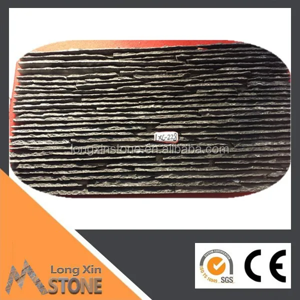 
Hot sale Chinese black slate water fall stripes stone wall cladding tiles 150X600 mm 