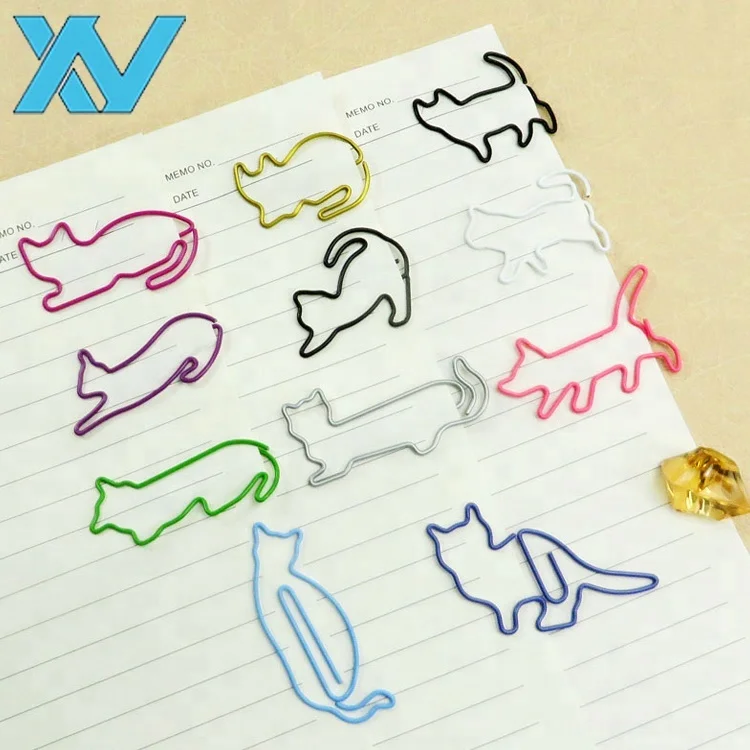 Big assorted cat shapes paper metal clips for office using