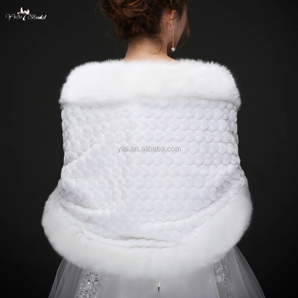 
LZP230 New Winter Style Off Shoulder White Fur Bolero Winter Wedding Shawls 