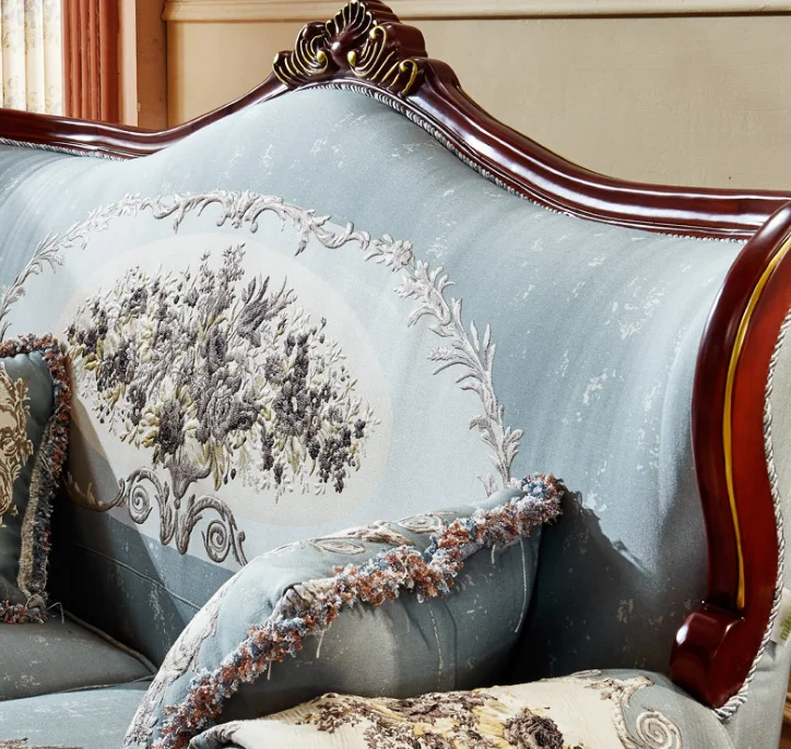 Bisini European Style American Country Three-dimensional Relief Embroidery Living Room Furniture Sofa set BF0275-08e