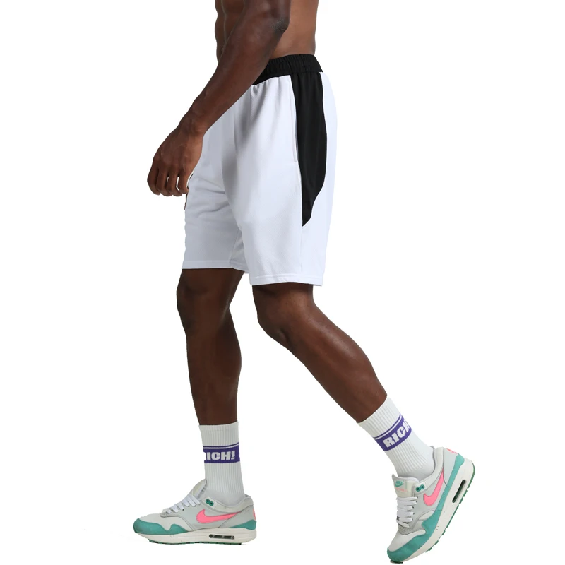 Повседневная одежда для упражнений, мужские шорты для спортзала, сетчатые спортивные баскетбольные шорты с карманами для фитнеса