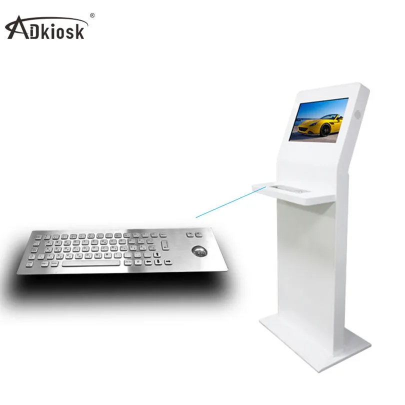 LCD supermarket smart self-service pos kiosk payment terminal hotel check in touch kiosk with keyboard