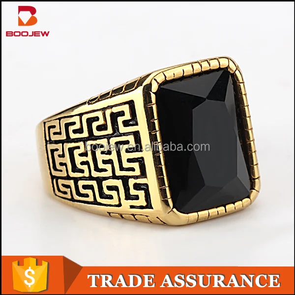 Roman Stainless Steel 18 k gold plating turkish gemstone finger ring wholesale
