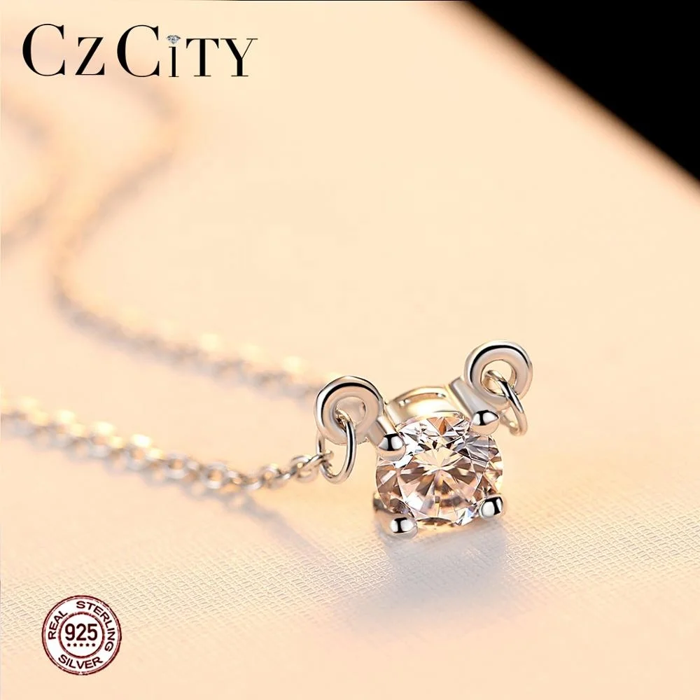 Модные высококачественные женские ювелирные украшения из драгоценных камней CZCITY, ожерелье из серебра 925 пробы, подвески