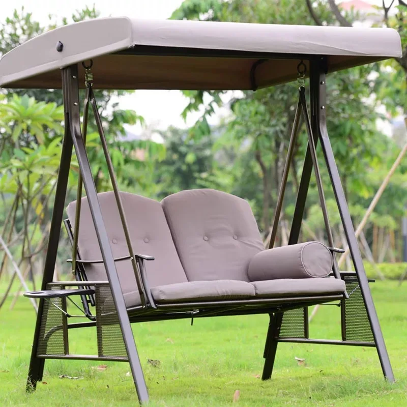 Удобный уличный садовый двойной и Трехместный металлический каркас качели стул с навесом