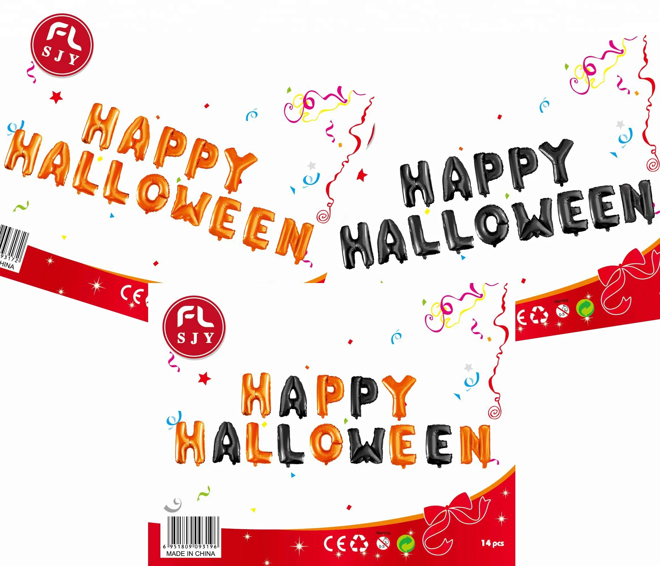 Halloween Party Set 16inch Orange And Black Letter Foil Balloons Decorations