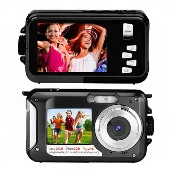 Winait 24MP waterproof dual display digital video camera with rechargeable lithium battery