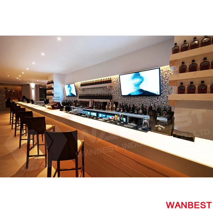 Customized Marble Top Cafe Juice Nightclub Bar Cocktail Table Counter with Stools