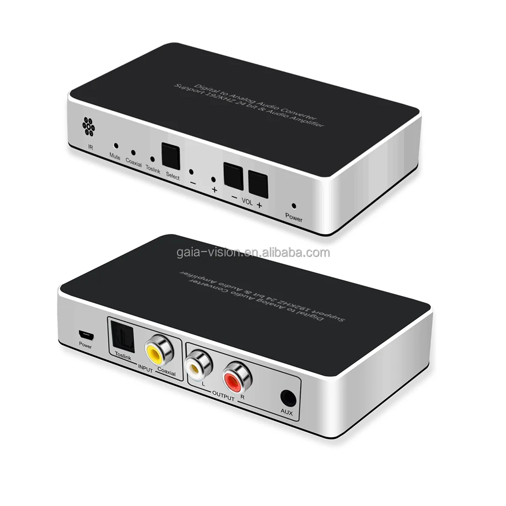 Optical Coaxial Digital to Analog audio converter with headphone amplifier by remote control