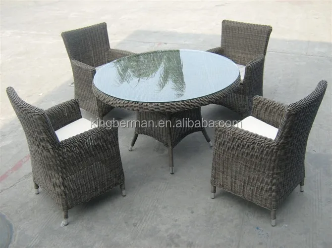 Foshan Outdoor Furniture Factory Price Round Glass Dining Table and 4 Chairs Used Restaurant Table Chairs Set