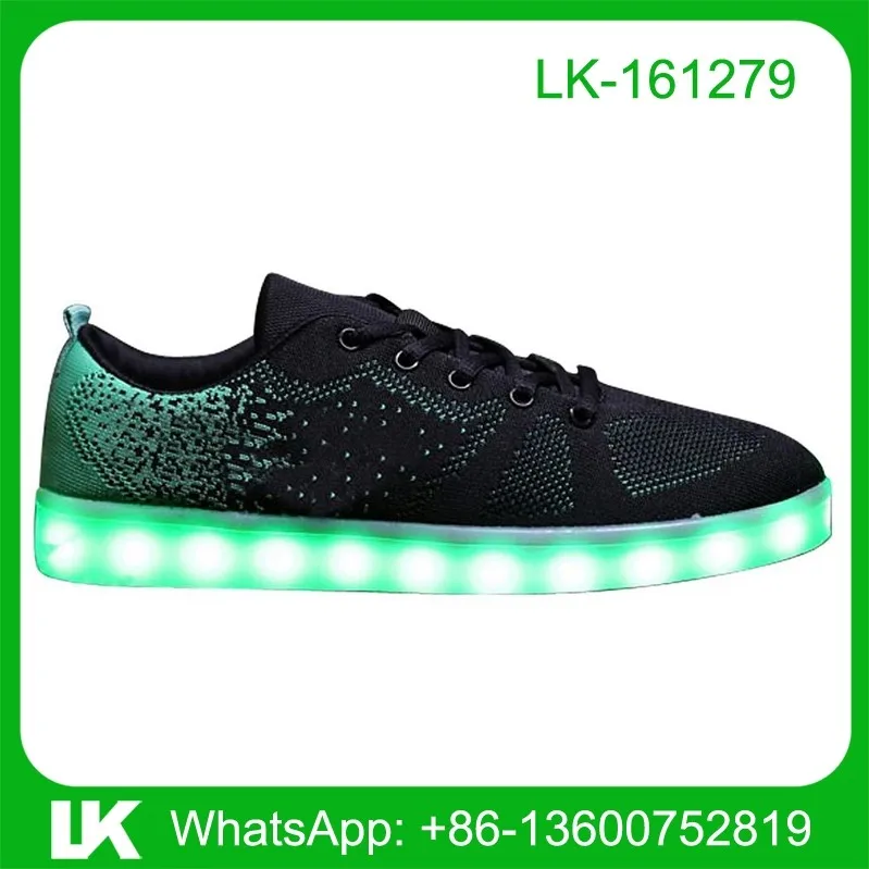 Flying knit led lights skate shoes, flying knit skateboard shoes, led skate shoes for men