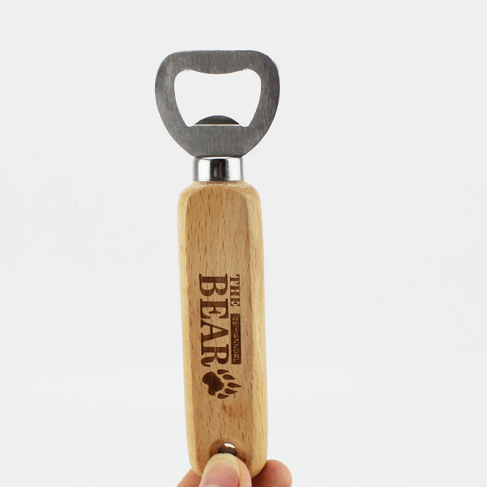Best selling customized wooden handle beer bottle opener