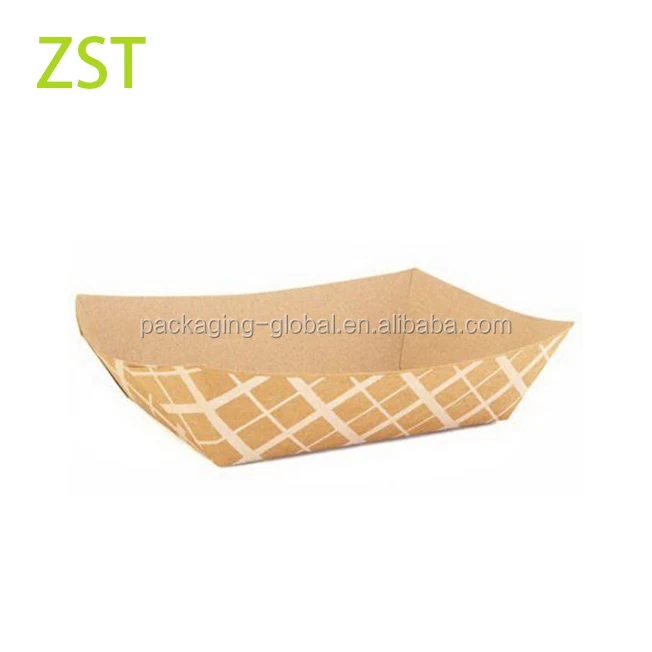 Boat shape disposable custom printed paper food tray