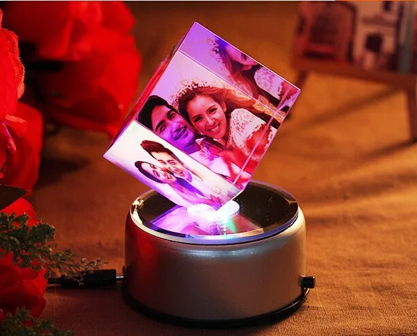 crystal glass photo cube for wedding favor