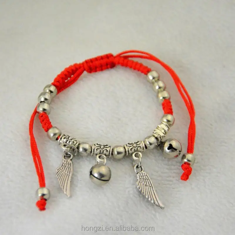Fashion Jewelry Thin Red Thread String Rope Charm Bracelets Angel Wing Elephant Bangles for Women