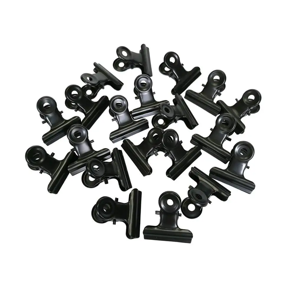 Black Metal Bulldog Clips File Paper Binder Clamps for Tags Bags, Shops, Office and Home Kitchen